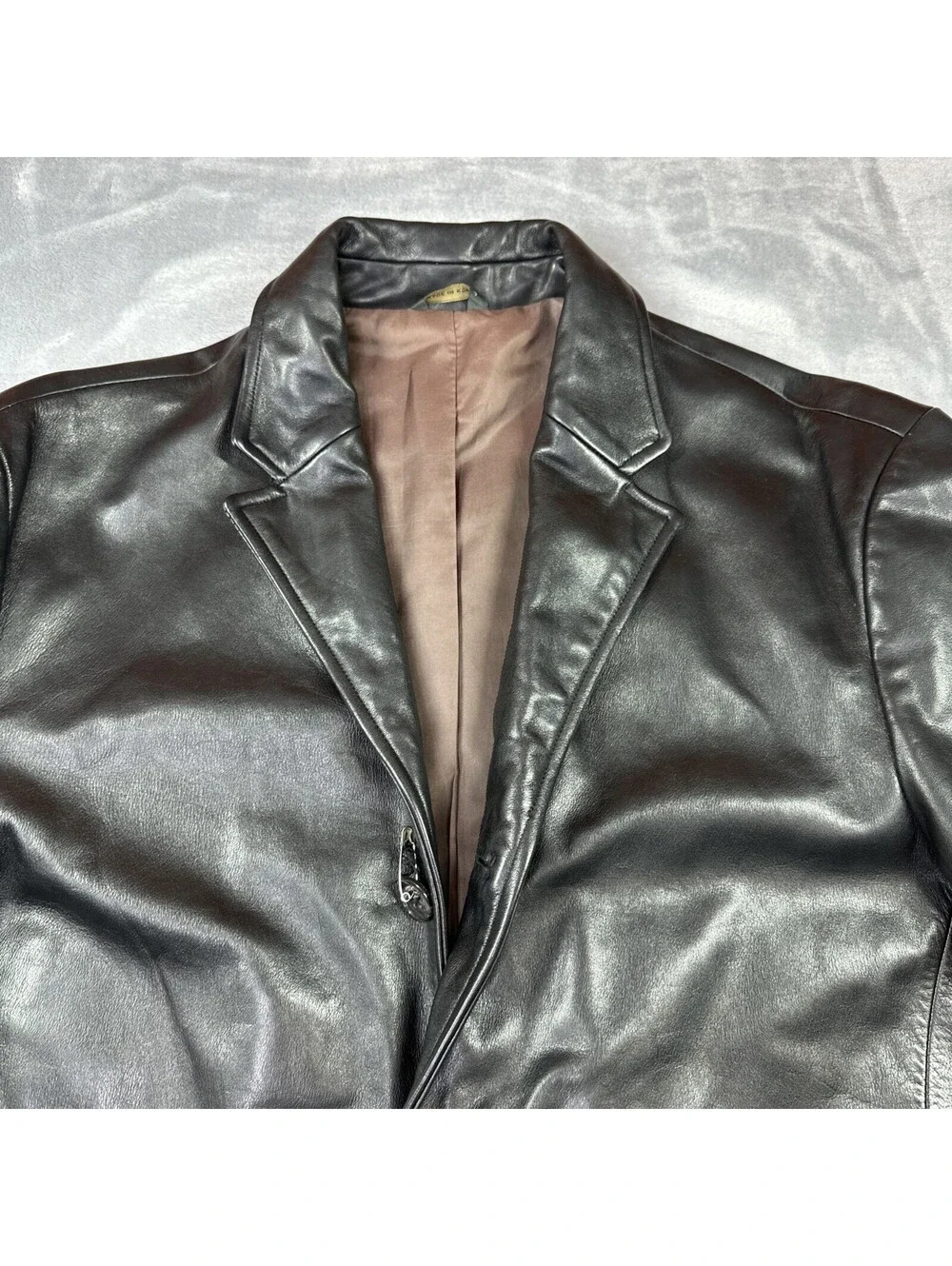 Banana Republic Heavy 100% Full Grain Brown Leather Sz Med 3 Button Blazer